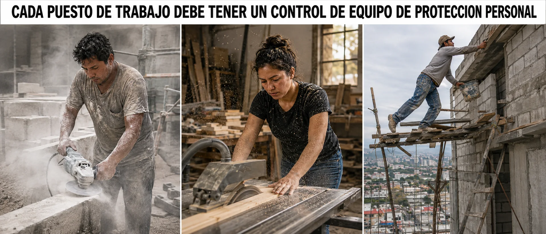 Cada puesto de trabajo debe tener un control de equipo de protección personal: tres escenas laborales completas