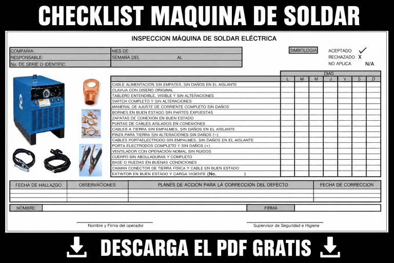 Checklist de verificación para máquina de soldar