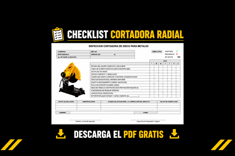 Checklist de verificación para tronzadora sensitiva